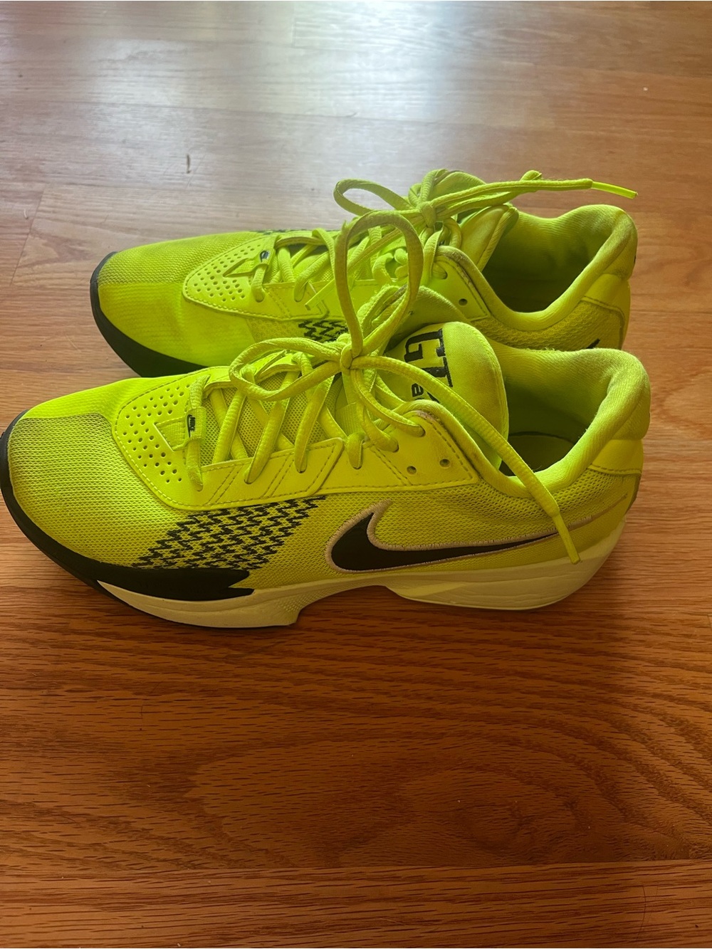 Nike Bright Yellow/Neon Running Basketball Sneakers with Black Swoosh